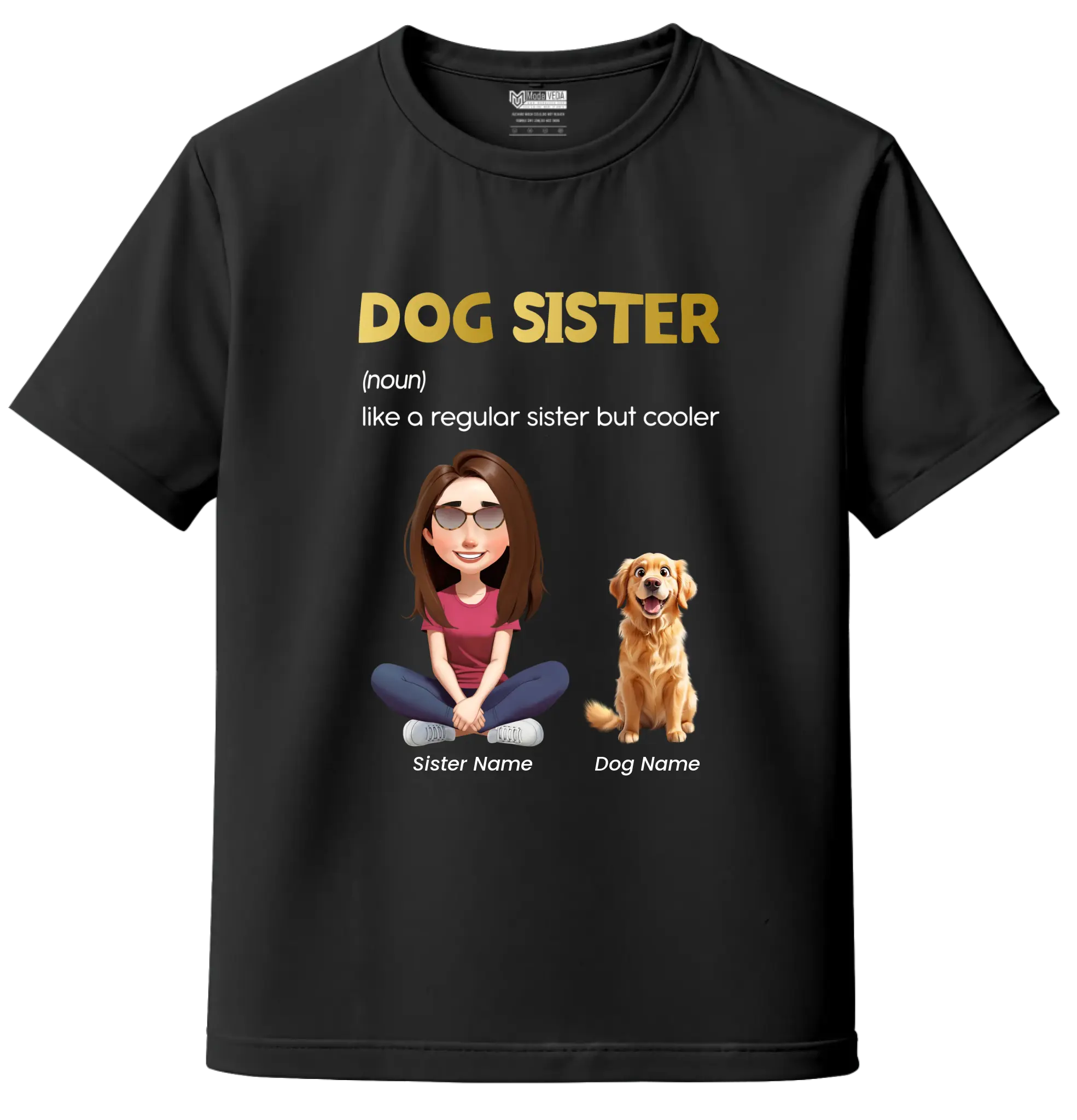 Personalized Dog Sister T-Shirt - Custom Character & Dog Breed Design