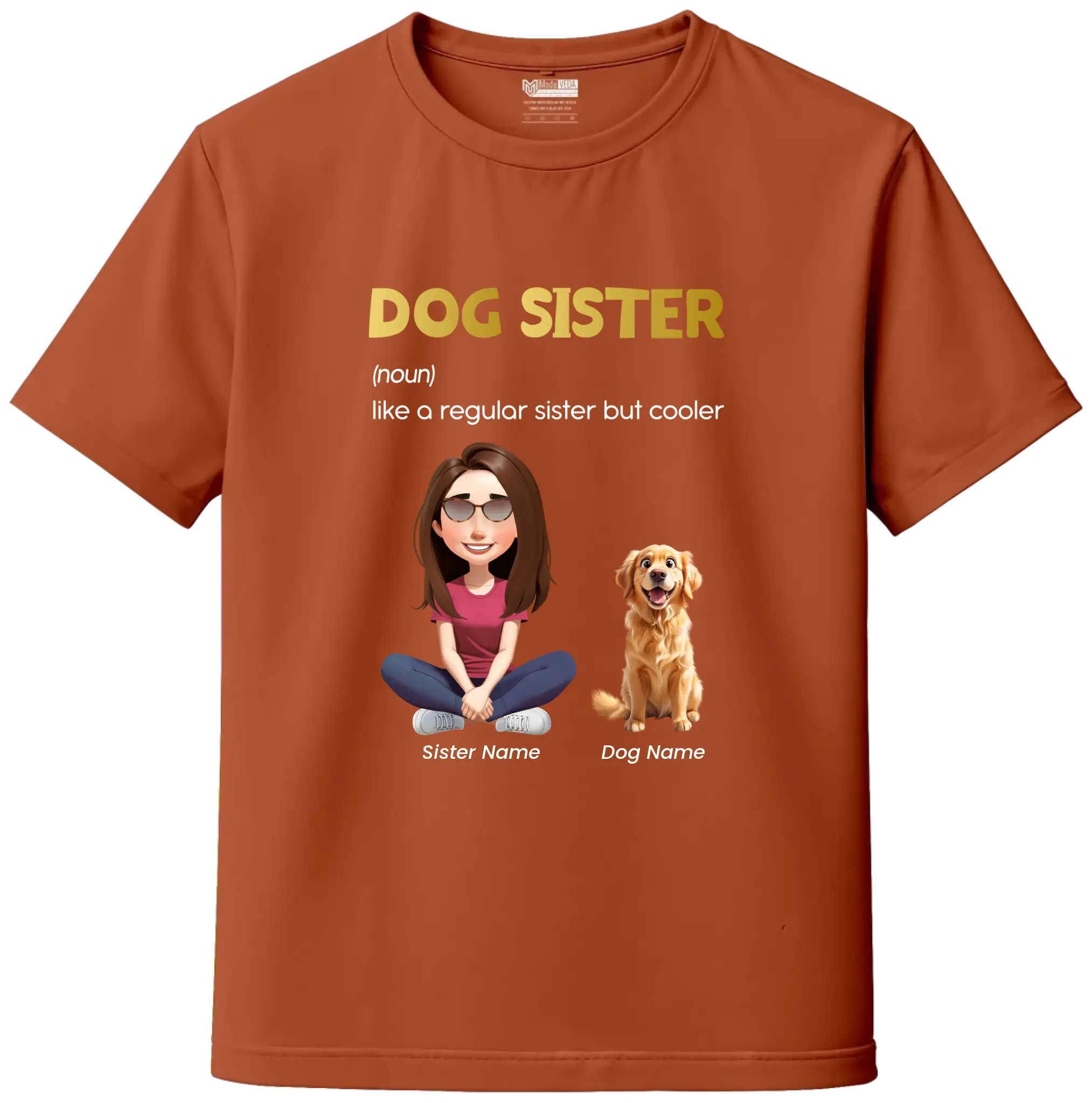 Personalized Dog Sister T-Shirt - Custom Character & Dog Breed Design