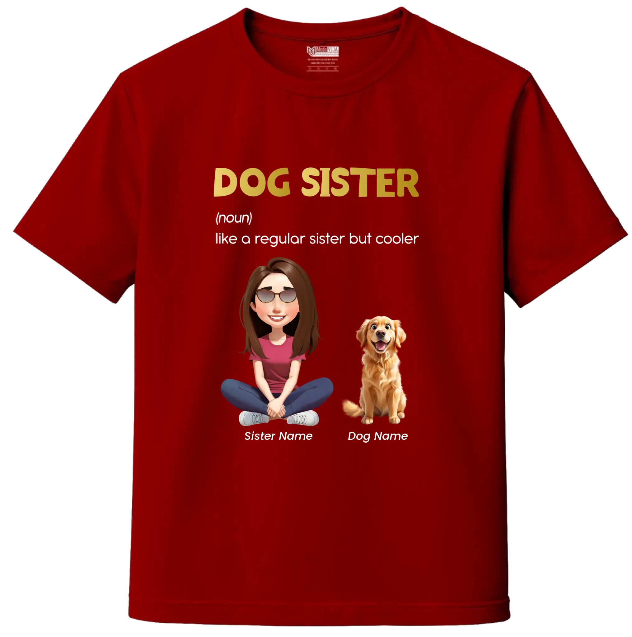 Personalized Dog Sister T-Shirt - Custom Character & Dog Breed Design