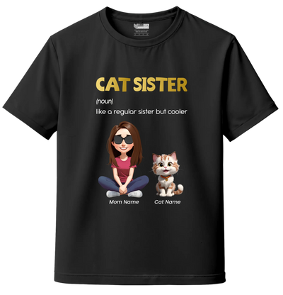 Custom Cat Sister Custom T-Shirt – Personalize Name, Cat Breed & Character!