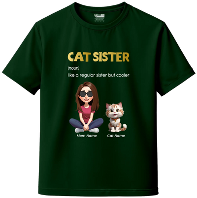 Custom Cat Sister Custom T-Shirt – Personalize Name, Cat Breed & Character!