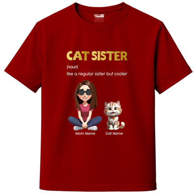 Custom Cat Sister Custom T-Shirt – Personalize Name, Cat Breed & Character!