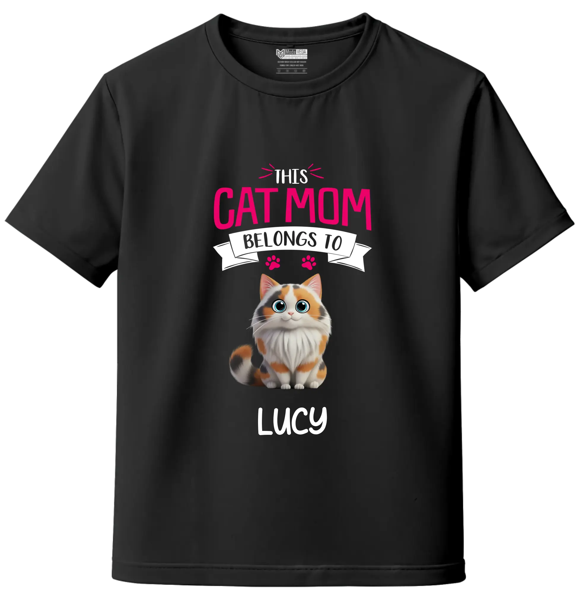 Custom Cat Mom Tee – Add Your Cat’s Name & Cat's Artwork