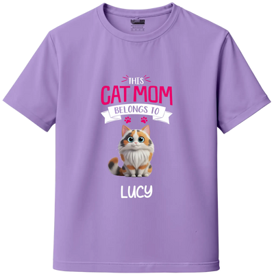 Lavender Custom Cat Mom Tee – Add Your Cat’s Name & Cat's Artwork