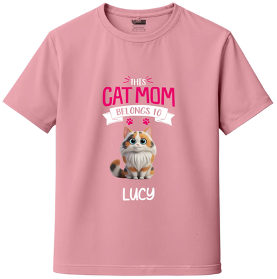 Baby Pink Custom Cat Mom Tee – Add Your Cat’s Name & Cat's Artwork