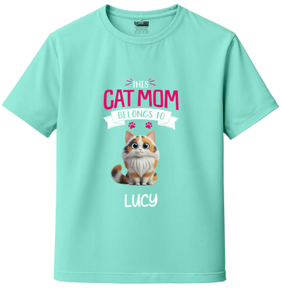 Mint Custom Cat Mom Tee – Add Your Cat’s Name & Cat's Artwork