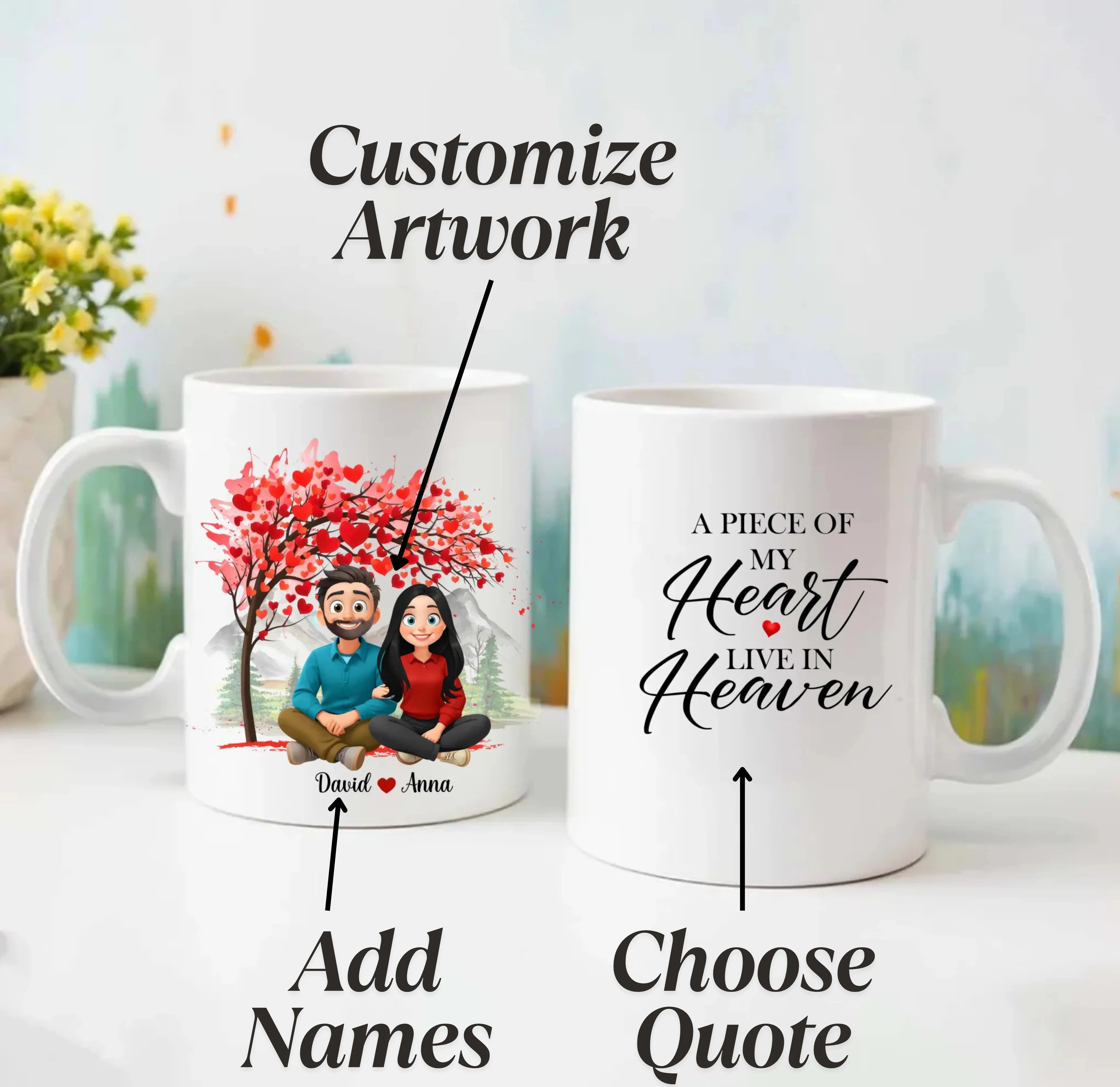 Custom Cartoon Couple Mug – Add Your Names