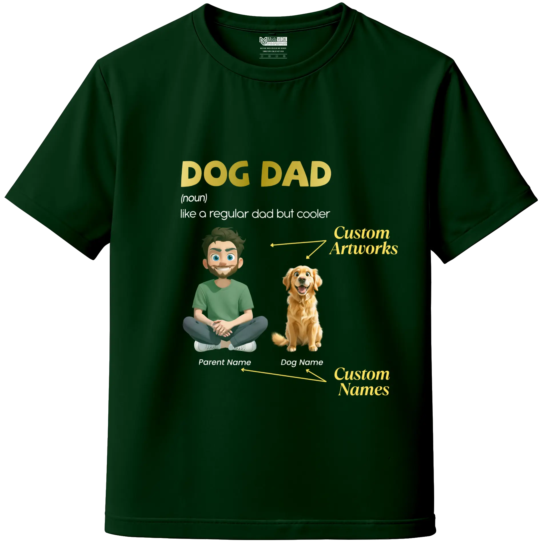 Dog Dad Custom Tee – Personalize Name, Dog Breed & Character!