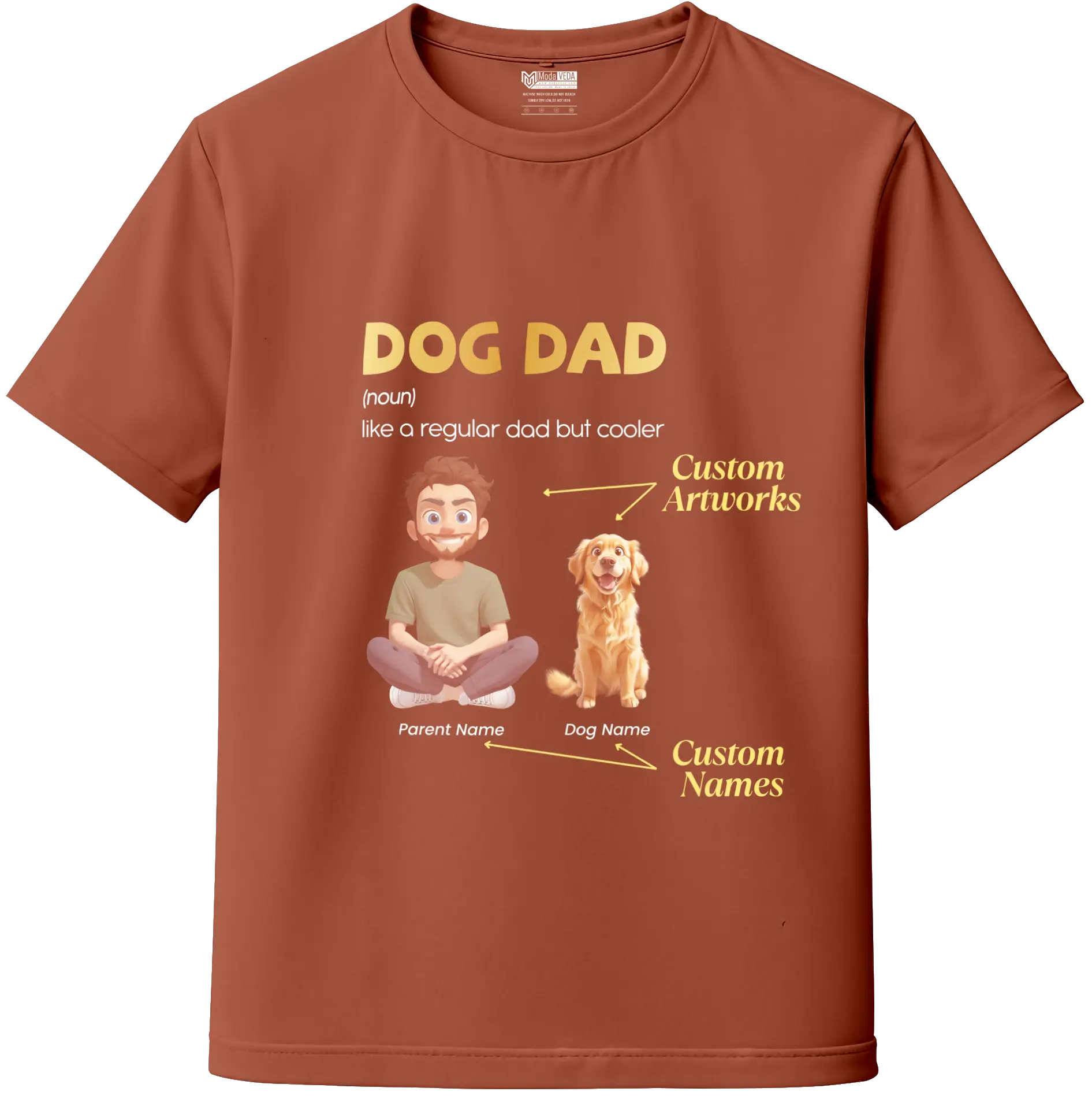 Dog Dad Custom Tee – Personalize Name, Dog Breed & Character!