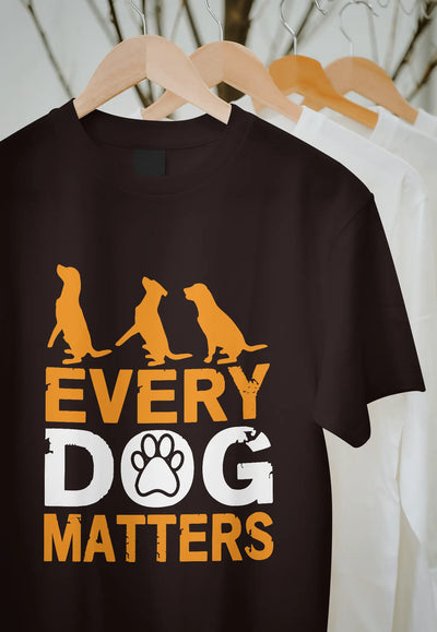Every Dog Matters printed maroon t-shirt with dog graphic – dog lover apparel, India