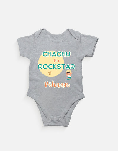 Personalized "Chachu Ka Rockstar" Baby Romper – Custom Name