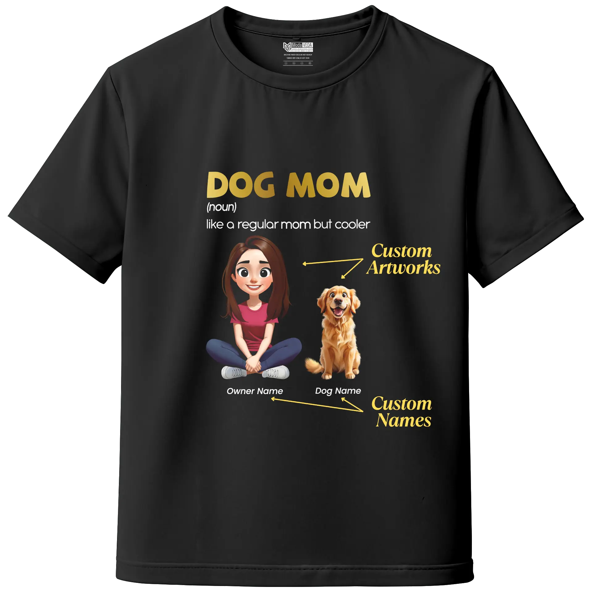 Dog Mom Custom Tee – Personalize Name, Dog Breed & Character!