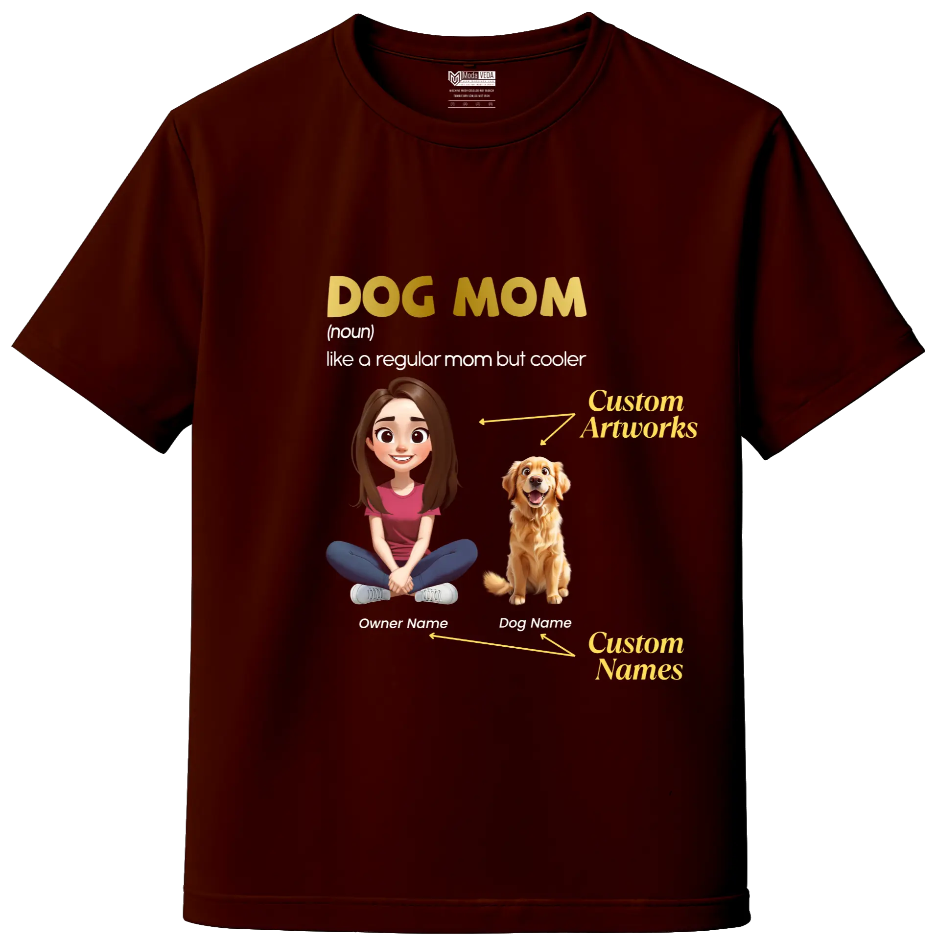 Dog Mom Custom Tee – Personalize Name, Dog Breed & Character!