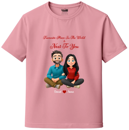 My Favourite Place Is Next to You – Premium Unisex Couple T-Shirt