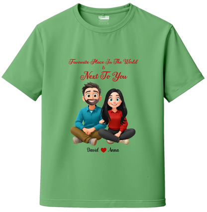 My Favourite Place Is Next to You – Premium Unisex Couple T-Shirt