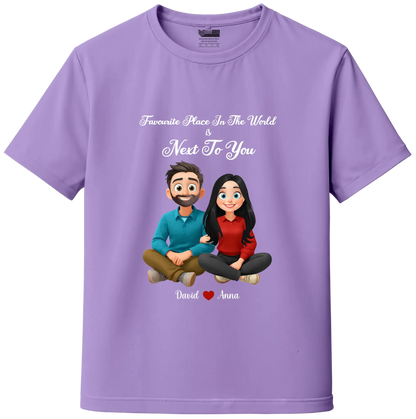 My Favourite Place Is Next to You – Premium Unisex Couple T-Shirt