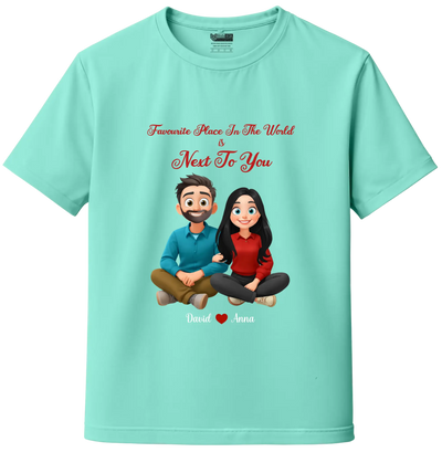 Mint AI Cartoon Couple T-Shirts – personalized couple apparel India