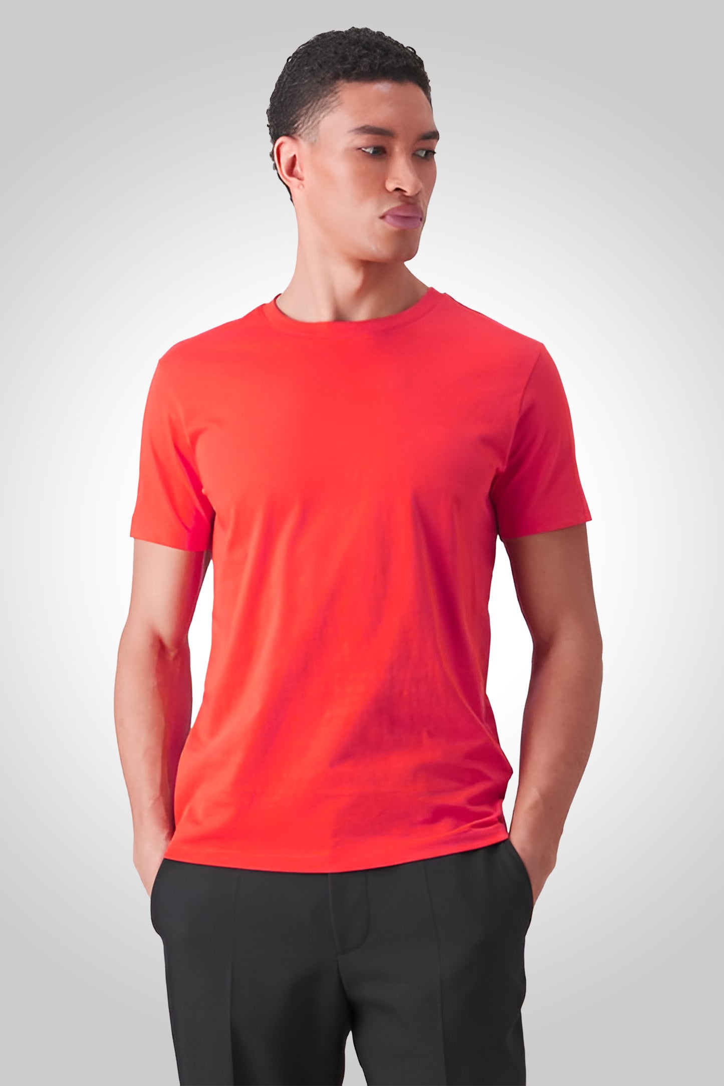 Round Neck Half Sleeve Red