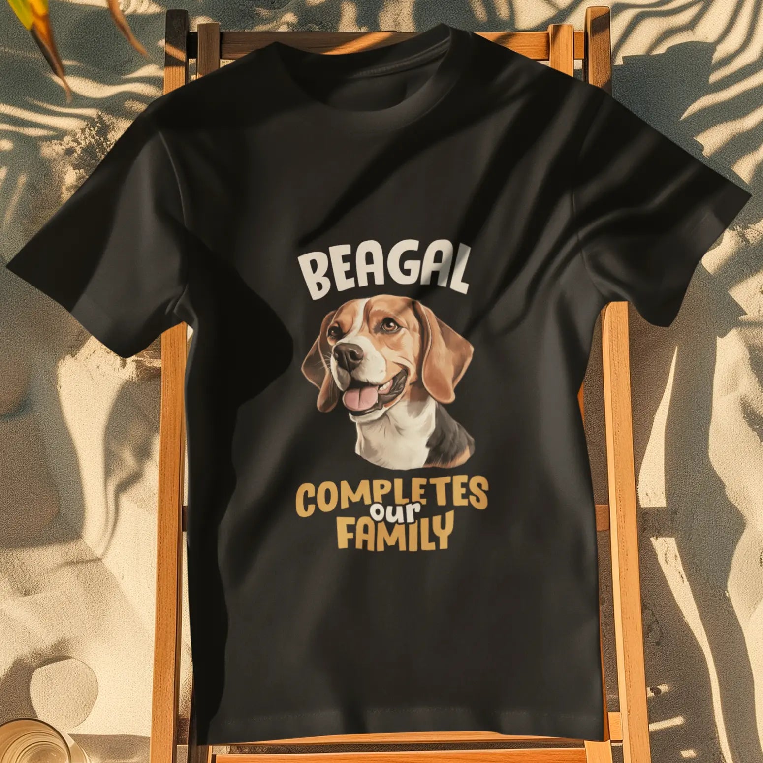 Beagle Completes Our Family – Premium Printed Unisex T-Shirt