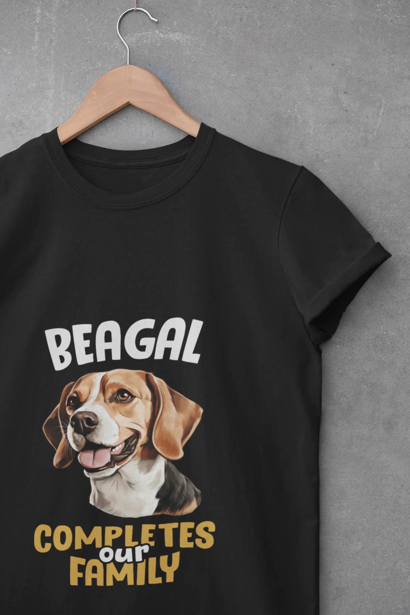 Beagle Completes Our Family – Premium Printed Unisex T-Shirt