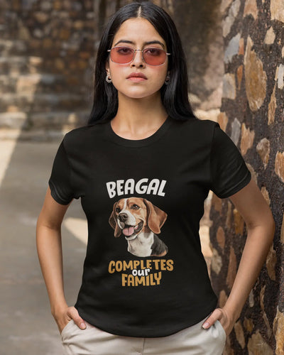 Beagle Completes Our Family – Premium Printed Unisex T-Shirt