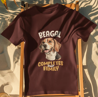 Beagle Completes Our Family – Premium Printed Unisex T-Shirt