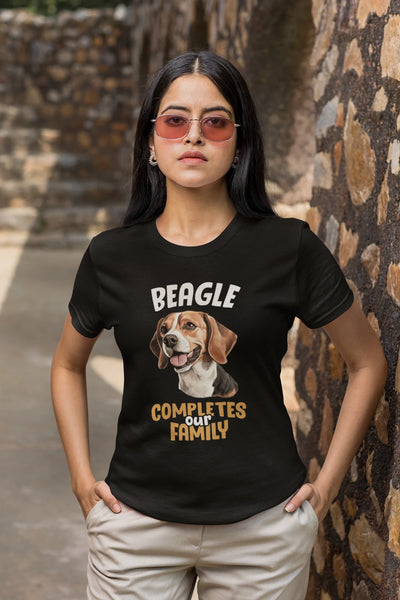 Beagle Completes Our Family – Premium Printed Unisex T-Shirt