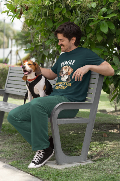 Beagle Completes Our Family – Premium Printed Unisex T-Shirt
