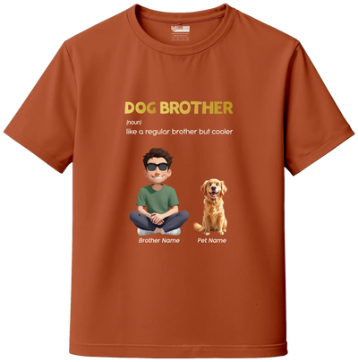 Custom Dog Brother Kids T-Shirt – Personalized Boy & Dog Cartoon with Name