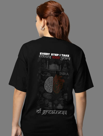Girl with Echoes of 5000 Years—Oversized Unisex T-Shirt | Celebrate Indian History