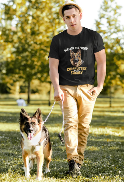 German Shepherd Completes Our Family – Premium Printed Unisex T-Shirt