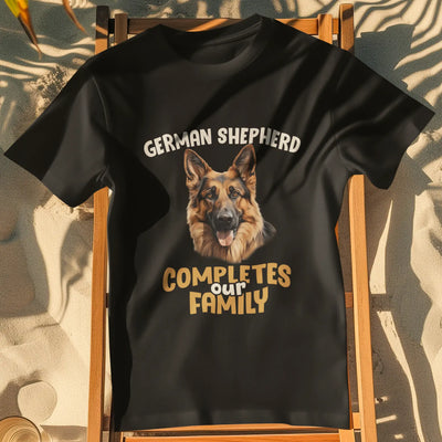 German Shepherd Completes Our Family – Premium Printed Unisex T-Shirt