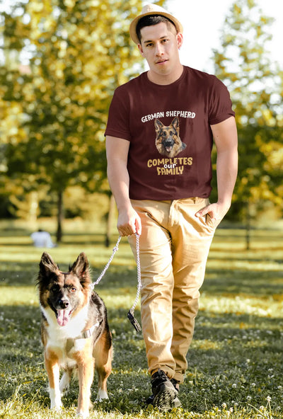 German Shepherd Completes Our Family – Premium Printed Unisex T-Shirt