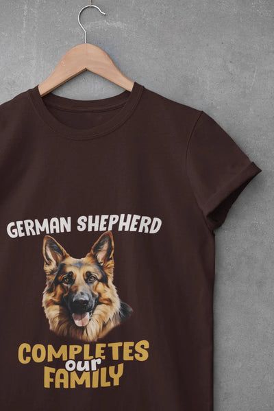 German Shepherd Completes Our Family – Premium Printed Unisex T-Shirt
