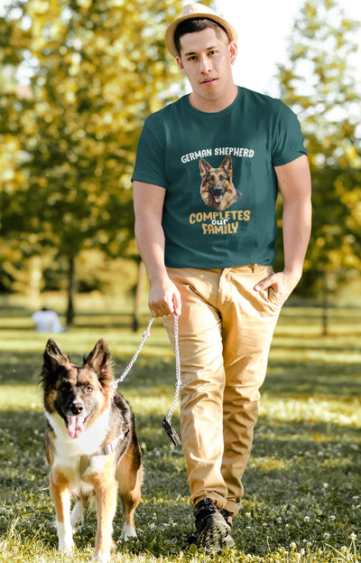 German Shepherd Completes Our Family – Premium Printed Unisex T-Shirt