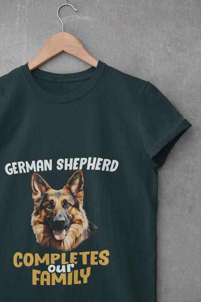 German Shepherd Completes Our Family – Premium Printed Unisex T-Shirt