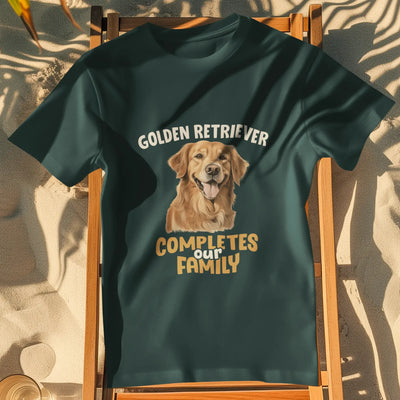 Golden Retriever Completes Our Family – Premium Unisex T-Shirt
