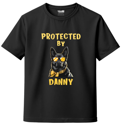 Custom “Protected by My Dog” T-Shirt with Name & Breed