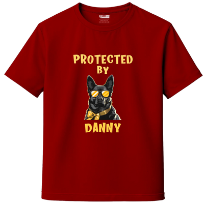 Custom “Protected By My Dog” Kids T-Shirt – Personalized Name & Dog Breed