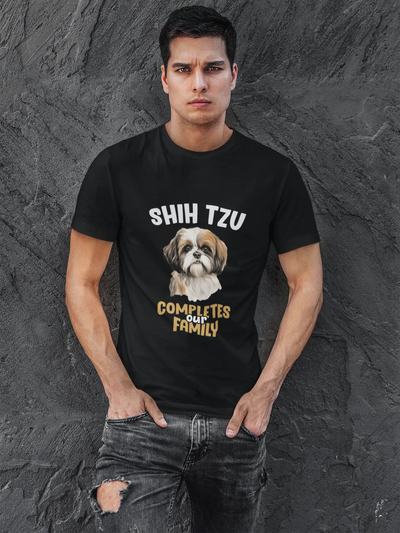 Shih Tzu Completes Our Family – Premium Printed Unisex T-Shirt