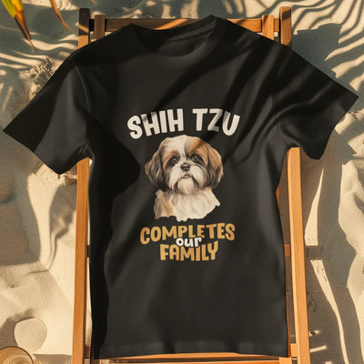 Shih Tzu Completes Our Family – Premium Printed Unisex T-Shirt