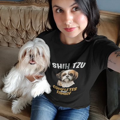 Shih Tzu Completes Our Family – Premium Printed Unisex T-Shirt