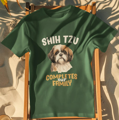 Shih Tzu Completes Our Family – Premium Printed Unisex T-Shirt