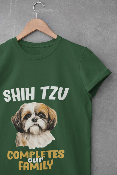 Shih Tzu Completes Our Family – Premium Printed Unisex T-Shirt