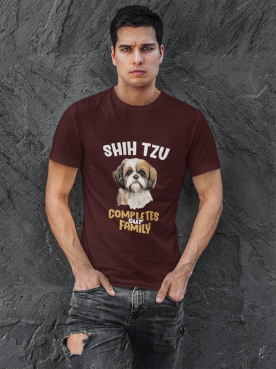 Shih Tzu Completes Our Family – Premium Printed Unisex T-Shirt
