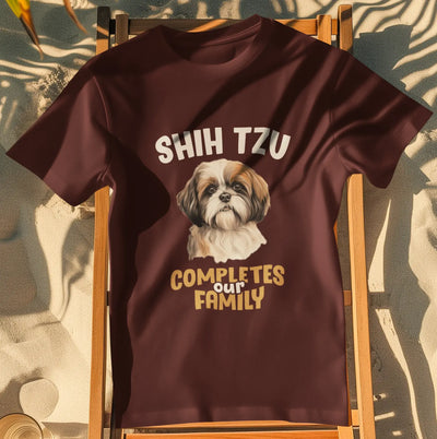 Shih Tzu Completes Our Family – Premium Printed Unisex T-Shirt