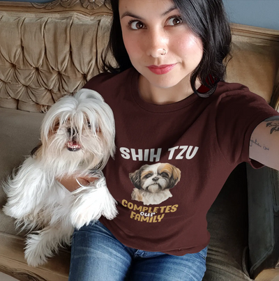 Shih Tzu Completes Our Family – Premium Printed Unisex T-Shirt