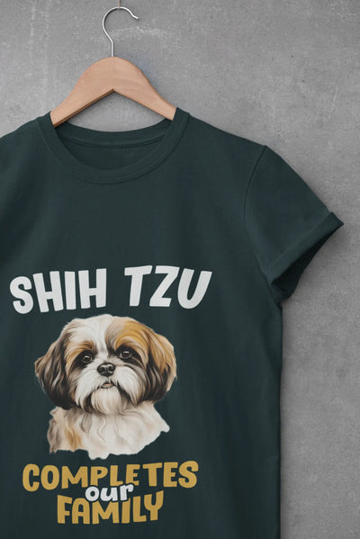Shih Tzu Completes Our Family – Premium Printed Unisex T-Shirt
